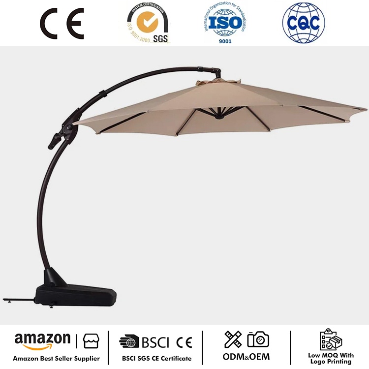12 FT Curvy Patio Cantilever Umbrella ມີຖານ