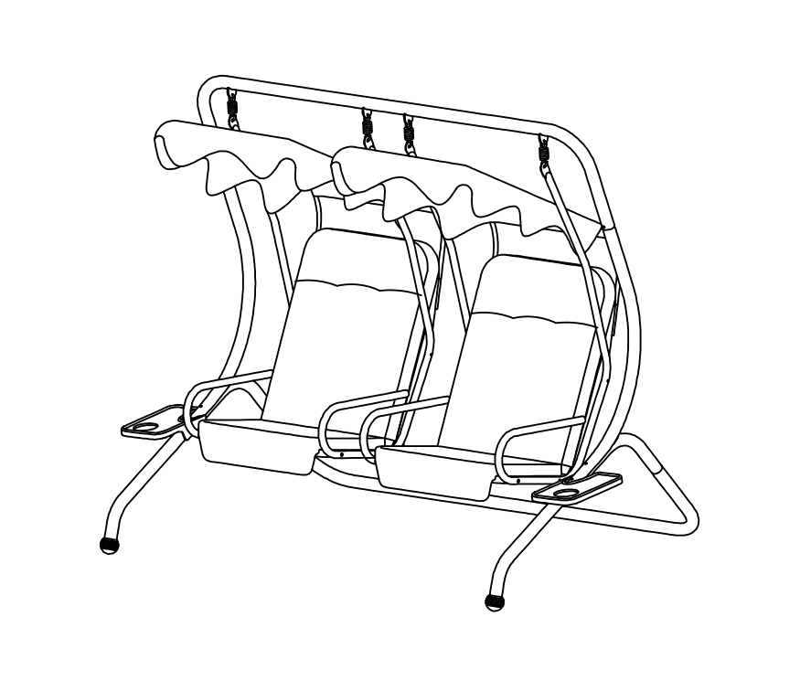 2 Person Canopy Steel Porch Swing Assembly ຄໍາແນະນໍາ