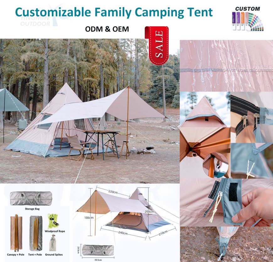 tent ກວ້າງງາມສໍາລັບການຕັ້ງແຄ້ມຄອບຄົວ / ເປັນກຸ່ມ