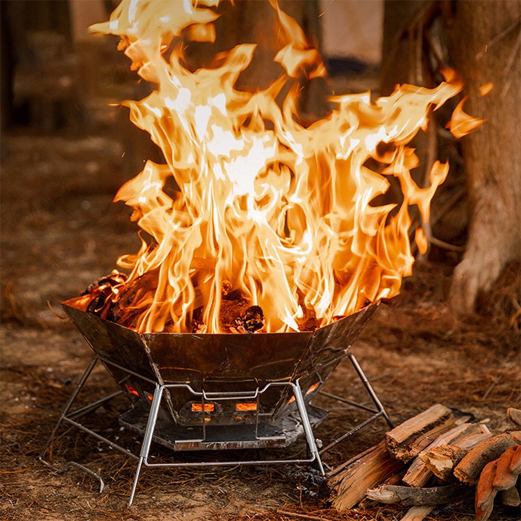 Collapsible Campfire Grill Camping ຂຸມໄຟ