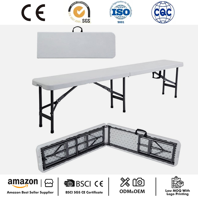 ພັບໄດ້ 6FT Plastic Portable Bench