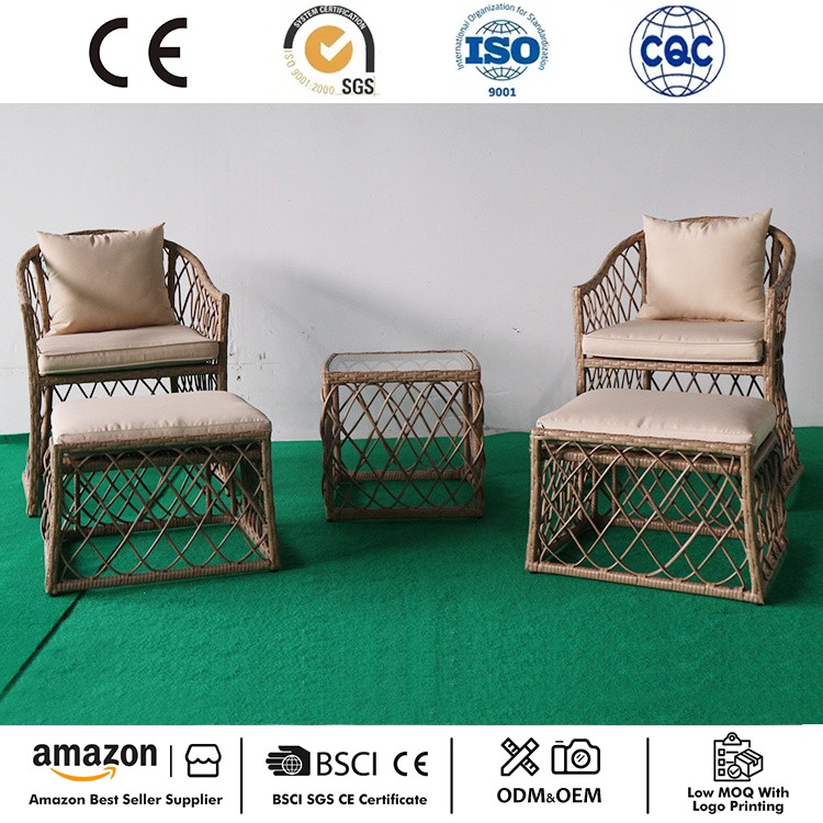 ກຸ່ມບ່ອນນັ່ງ PE Wicker ໃໝ່ ພ້ອມກັບເບາະ