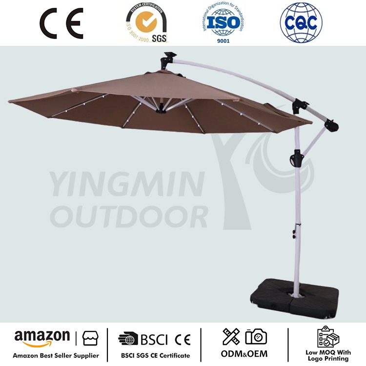 ຄັນຮົ່ມ LED ແສງອາທິດ 10FT Patio Cantilever ໃໝ່ລ່າສຸດ