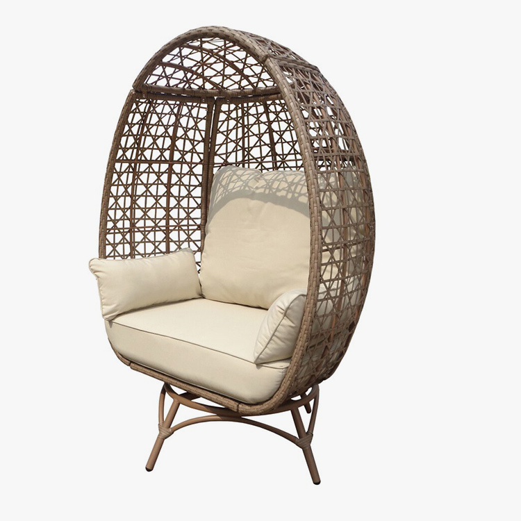 ເກົ້າອີ້ໄຂ່ swivel Wicker ກາງແຈ້ງ